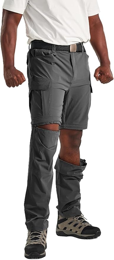Men's Convertible Hiking Pants Waterproof Quick Dry Zip-Off Lightweight Tactical Multi-Pocket Outdoor Fishing Safari Trousers