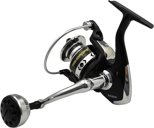 Spinning Fishing Reels, Lightweight Spinning Reel, 15.5 LBs Max Drag, 5.1:1/5.5:1 High Speed Ultra Smooth Powerful with CNC Aluminum Spool Fishing Reels Freshwater(Black/Gold)