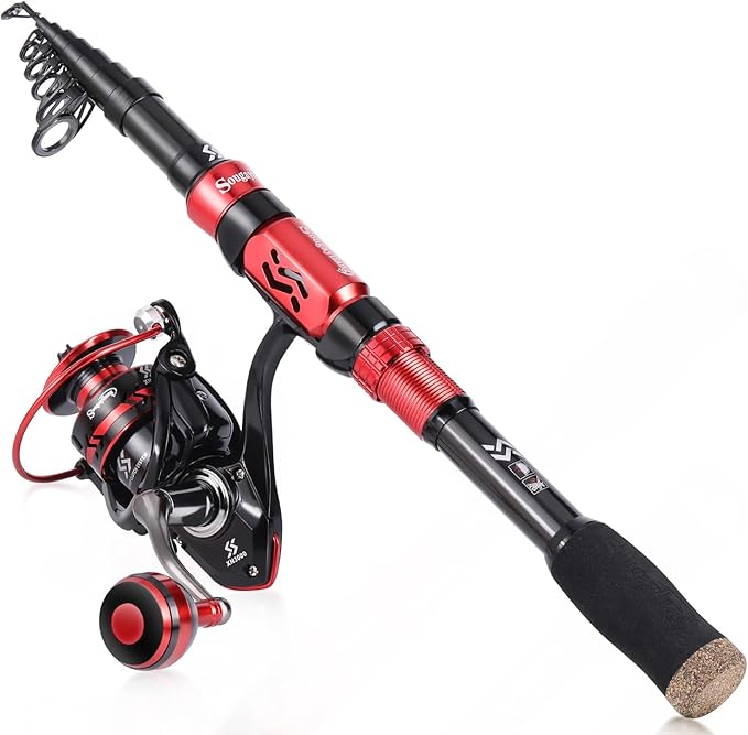 Sougayilang Fishing Pole with Spinning Reel Portable Fishing Rod Reel Combos