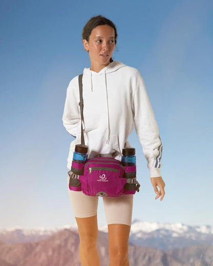 WATERFLY Fanny Pack Waist Bag: Waist Pack for Women Men with Two Water Bottle Holder Hiking Fanny Pack for Running Walking DogWalking Travel Cycling