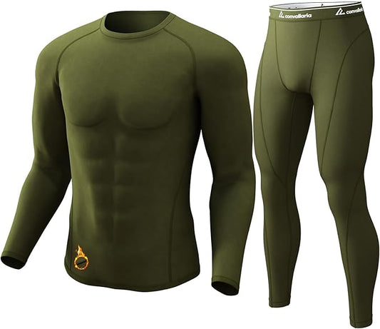 CL convallaria Thermal Underwear for Men Long Johns Fleece Lined Hunting Gear Set Base Layer for Cold Weather XS-4XL
