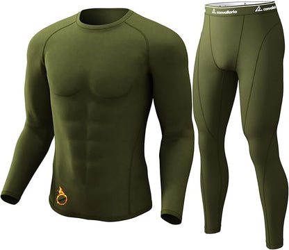 CL convallaria Thermal Underwear for Men Long Johns Fleece Lined Hunting Gear Set Base Layer for Cold Weather XS-4XL