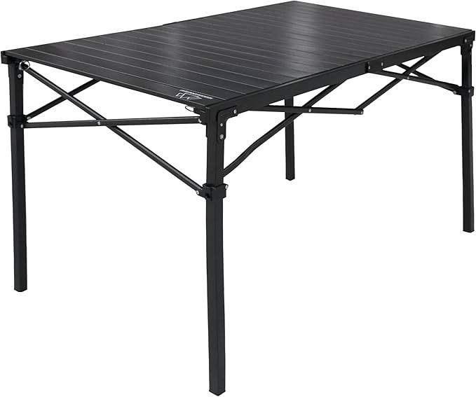 MOUNTAIN SUMMIT GEAR Heavy-Duty Roll-Top Table for Camping (Large) - Portable Aluminum-Top Folding Table with Steel Frame by Caddis Sports