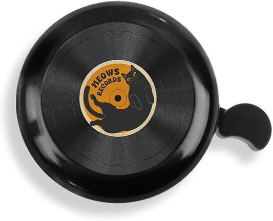 WIRESTER Black Aluminum Round Bike Bell, Classic Ring Bicycle Bell, Bike Accessories Bell Ring for Adults Kids Girls Boys - Dog Cat Animal Cute Records