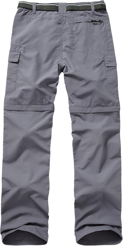 Mens Hiking Convertible Pants Quick Dry Waterproof Zip Off Lightweight Cargo Safari Fishing Work Pants Trousers with Belt