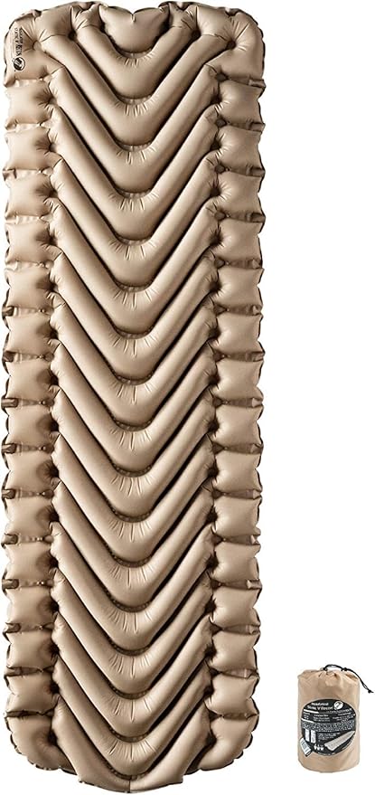 Klymit Insulated Static V Luxe Inflatable Sleeping Pad for Camping, Lightweight Hiking and Backpacking Air Bed for Cold Weather,Red & Insulated Static V Inflatable Sleeping Pad for Camping