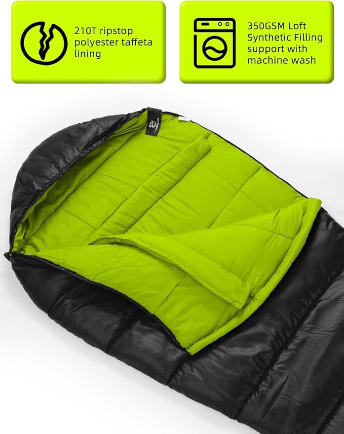 Bessport Mummy Sleeping Bag | 15-45 ℉ Extreme 3-4 Season Sleeping Bag for Adults Cold Weather– Warm and Washable, for Hiking Traveling & Outdoor Activities