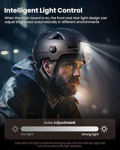 ILM Smart Adult Bike Helmet with Automatic G-Sensor Turn Signal & Brake Warning LED Light Control Road Cycling Helmet E3-12LS