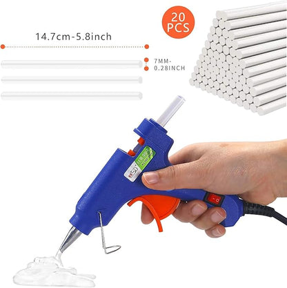 Glue Gun and Sticks Set, Hot Melt Glue Gun Mini for Crafts with 20 Pcs Glue Sticks, Small Hot Glue Guns with Hardshell Carrying Case for School DIY Arts, Craft