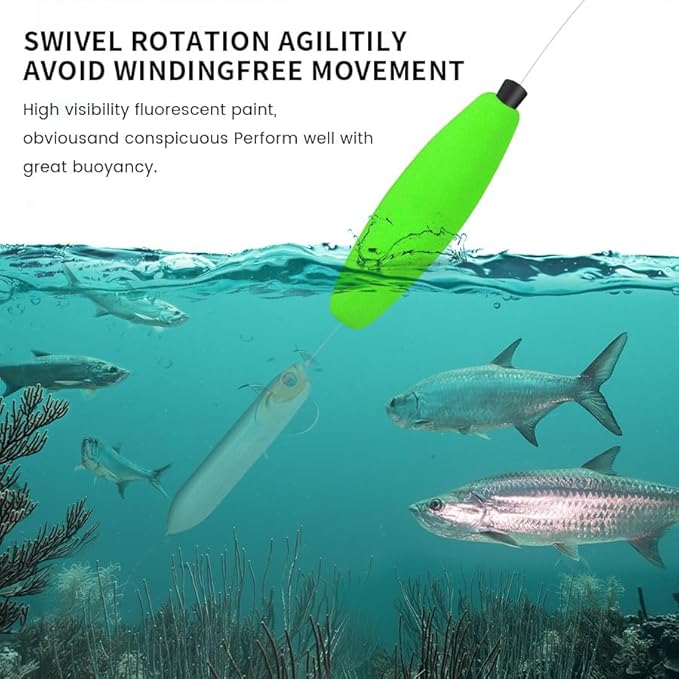 YOTO Peg Floats for Catfish Crappie,Foam Cigar Slip Fishing Corks Bobbers for Santee Rig