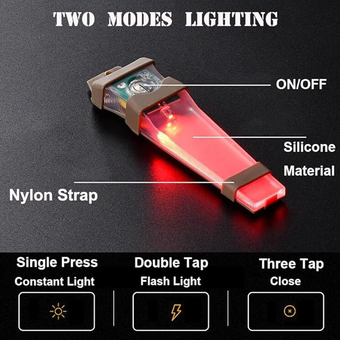Helmet Signal Light - Waterproof Safety Flashing Survival Outdoor Sports Hunting Tactical Hiking Boating Cycling Personal Identification Marker With Hook Back (Black+Red)