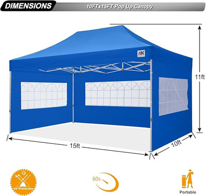 ABCCANOPY Outdoor Winter Gazebo 10x15, Premium Instant Pop Up Canopy Tent with Elegant Church Window,Snow and Rain Protection, Bonus Wheeled Bag,Royal Blue