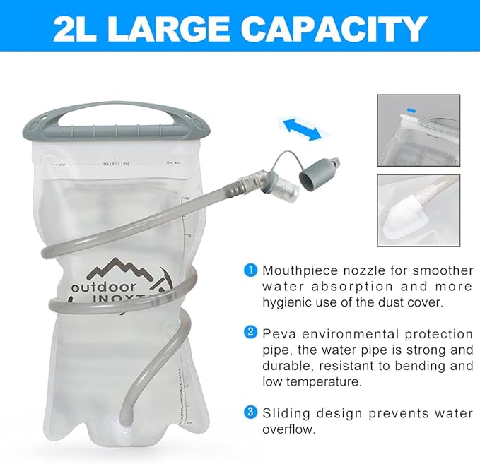 INOXTO Hydration Pack Backpack，18L Hydration Pack Lightweight Water Backpack with 2L Water Bladder Bag Daypack for Hiking Running Cycling Camping Hunting for Women Men