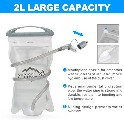 INOXTO Hydration Pack Backpack，18L Hydration Pack Lightweight Water Backpack with 2L Water Bladder Bag Daypack for Hiking Running Cycling Camping Hunting for Women Men