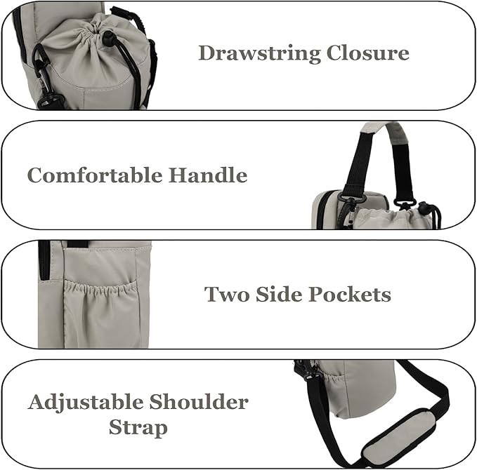 Water Bottle Holder with Strap, 32/40oz Insulation Water Bottle Carrier Bag with Phone Pocket, Water Bottle Sling Bag Crossbody Water Bottle Holder for Hiking Walking