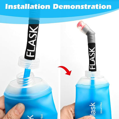 WILDREEDS Replacement Straw for Soft Flask Running Water Bottles for Hiking Cycling (Grey)