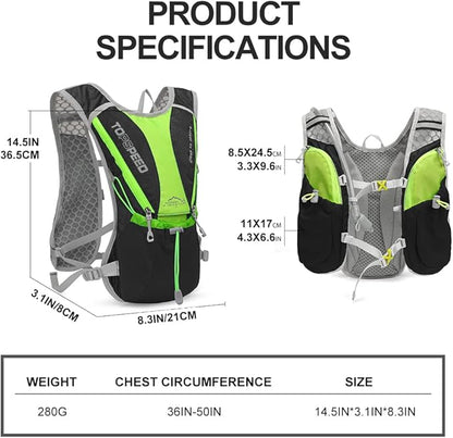 Hydration Pack Backpack，IX INOXTO Running Hydration Vest with 1.5L ( 50 oz) Water Bladder for Men Women，Lightweight Water Backpack for Hiking Cycling Climbing Camping