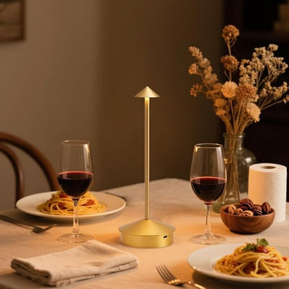 EJQ Cordless Table Lamp,Portable LED Table Light, Rechargeable 6000mAh Battery Operated, 3 Color Stepless Dimming Up Touch Lamp for Restaurant/Bedroom/Bars/Outdoor Party/Camping/Camping Light(Gold)