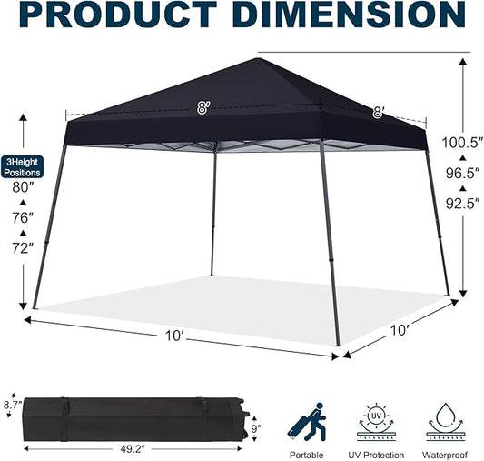 MASTERCANOPY Portable Pop Up Canopy Tent with Large Base(10x10,Black)