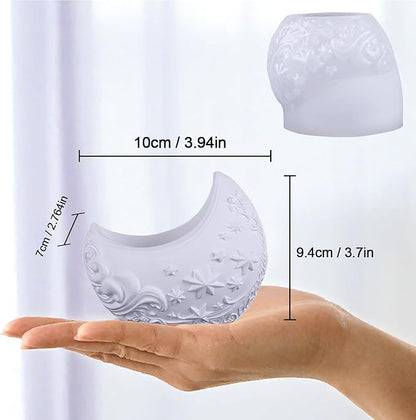 Exquisite Moon Resin Molds, Reusable Crescent Moon Design Silicone Molds for Epoxy Resin, Concrete, Plaster – DIY Craft Supplies for Home Decor, Cosmetic Organizers, and Plant Pots
