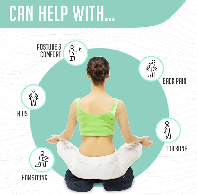 Premium Foldable Piriformis Cushion - Piriformis Pain and Sciatic Pain Relief Cushion - for Home & Office Use, Perfect for Travel or Driving