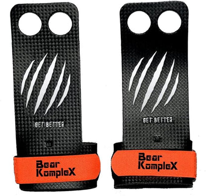 Bear KompleX - Cross Training Grips, Pull Up Hand Protection for Men and Women, Gymnastics and Weightlifting Carbon Fiber Wrist Wraps, Premium Workout Equipment for Gymnastic Bars & Training - 2 Hole