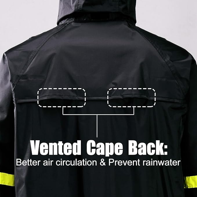 EI Sonador Classic Long Rain Coats for Men, Hooded Raincoats Rainwear for Waterproof Work, Breathable, Rain Jacket Poncho