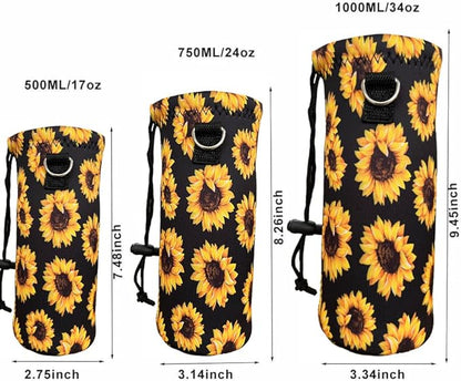 RICHEN Neoprene Water Bottle Carrier Bag with Adjustable Shoulder Strap,Insulated Water Bottle Cover for Stainless Steel/Glass/Plastic Bottles