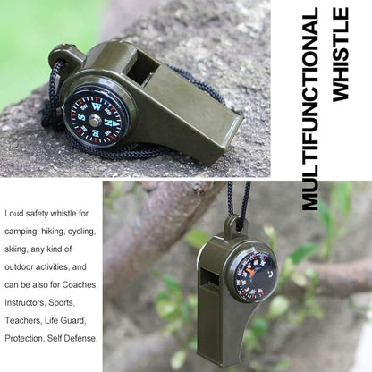 2 Pack Emergency Survival Whistle, 3-in-1 Emergency Whistles with Compass and Thermometer, Loud Safety Whistle with Lanyard for Outdoor Hiking