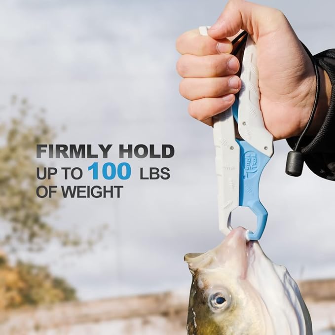 SNAIL TRAIL 7.5''/9'' Floating Fish Gripper, Fishing Grabber, Catfish Mouth Pliers, Caught Bass Holder, Digital Scale Hook Clamp, Saltwater Lip Grip Tool with Lanyard, Gifts for Men