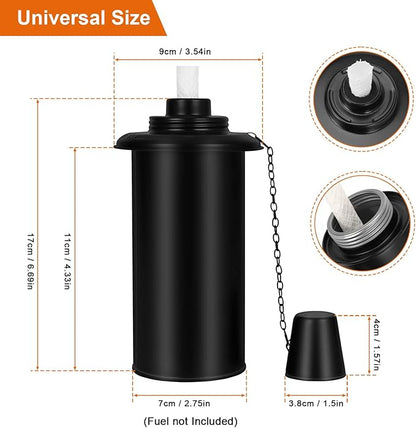 Torch Replacement Canisters 16oz, Outdoor Refillable Canister with Wicks and Caps, Bamboo Citronella Torch Cans for Patio, Garden