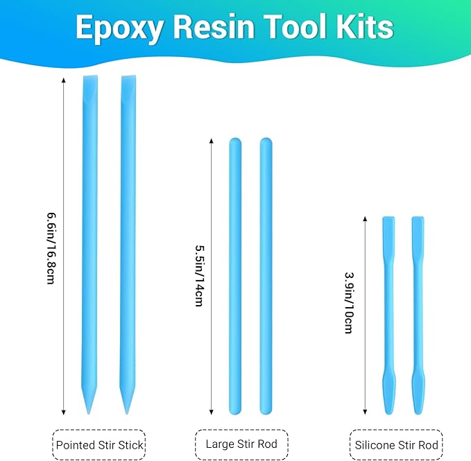 Gartful 6PCS Silicone Stir Sticks, Reusable Mixing Sticks for Epoxy Resin, Paint, Making Glitter Tumblers Cups, Arts, Crafts, Facial Mask Stirring Rods, Blue