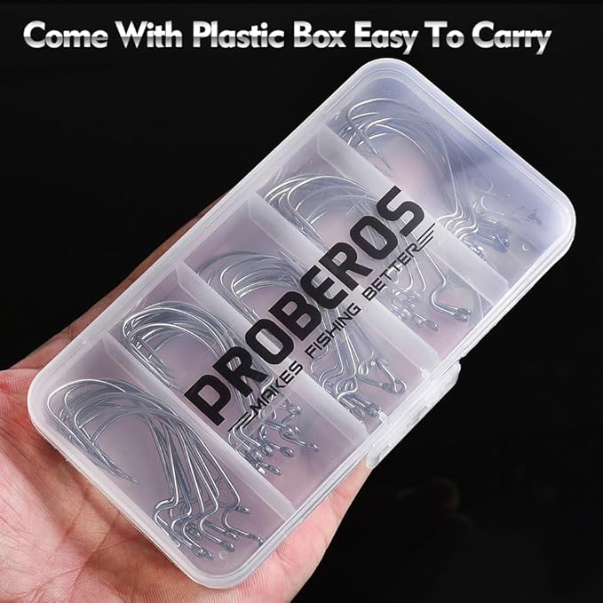 Fishing Hooks for Bass Fishing - 100pcs EWG Offset Worm Hook Texas Rig Hooks for Freshwater Saltwater Size 1/0 2/0 3/0 4/0 5/0 - Soft Lures Worms Plastics Bait Fishing Hook with Tackle Box