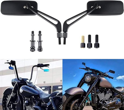 Motorcycle Rectangle Rearview Side Mirrors for Harley Softail Sportster Honda Yamaha Cruiser Chopper Bobber