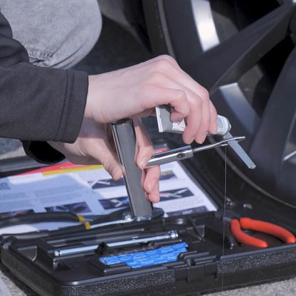 Permacure Emergency Roadside Tire Repair Kit, with Chemical Vulcanizing Fluid and Tools - Includes 10 Nylon-Reinforced, Natural Rubber, Self-Vulcanizing Tire Plugs