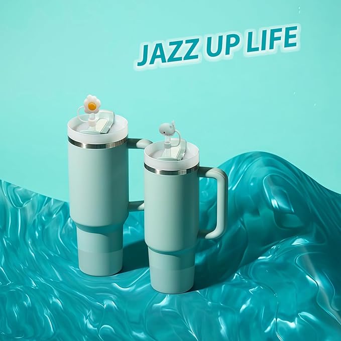 Silicone Stanley Cup Accessories Set - 6 Pcs Spill Proof Stopper, 2 Pcs Straw Cover Cap, 1 Pcs Silicone Boot for 40oz & 30oz Tumbler (Seafoam)