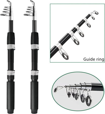 2PACK Fishing Pole Combo,Fishing Rod Combos with Telescopic Fishing Pole Spinning Reels Fishing Carrier Bag for Travel Saltwater Freshwater