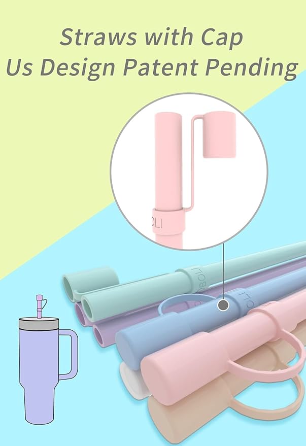 Doboli 12 Pack Replacement 12&13 inch Long Silicone Straw With Straw Cover,Compatible with Stanley 40 oz 30 oz Cup Tumbler, Reusable Straws with Cleaning Brush,for Stanley Tumbler Accessorie