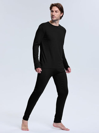 VZV 3 Set Thermal Underwear for Men Fleece Lined Long Johns Mens Thermals Top and Bottom Set Base Layer for Cold Weather
