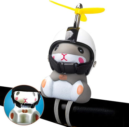 wonuu Duck Bike Bell with Light and Helmet Cute Hamster Bicycle Horn, Dashboard Decoration Hamster Toy Motorcycle Bike Bells Rubber Duck Car Dashboard Decorations (White&Star-Hamster)