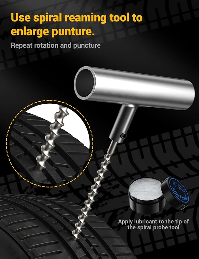 Flat Tire Repair Kit with Air Compressor 54 Pieces for Car, Motorcycle, ATV, Jeep, Truck, Tractor Flat Tire Repair (54PCS)