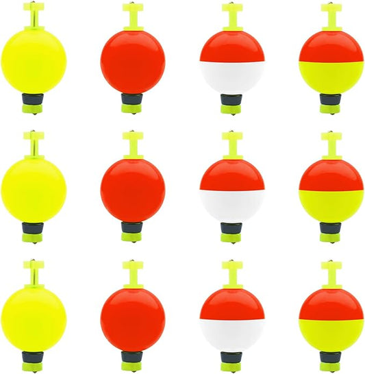 12 Pcs Fishing Bobbers, Weighted Fishing Bobbers for Fishing, Foam snap-on Fishing Bobbers Floats for Fishing Panfish Bass Bluegill