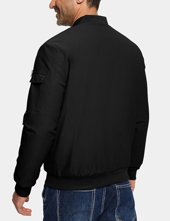 TBMPOY Men's Fall Jacket Winter Windbreaker Bomber Zip Up Padded Softshell Warm Windproof Casual Coat