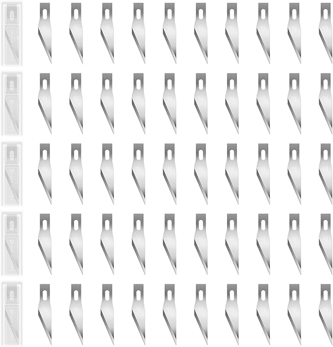 50Pcs #11 Exacto Replacement Blades with Storage Case, SK5 Carbon Steel Precision Hobby Knife Refill Blades for DIT Cutting, Carving, Trimming, Scrapbooking Crafting