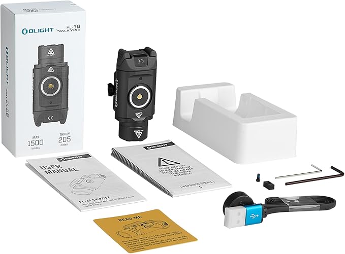 OLIGHT PL-3R Valkyrie Rechargeable Tactical Light, 1500 Lumens Rail-Mounted Weaponlight, LED Flashlight with Built-in Battery, Rail Locating Keys for 1913 Picatinny, GL Style