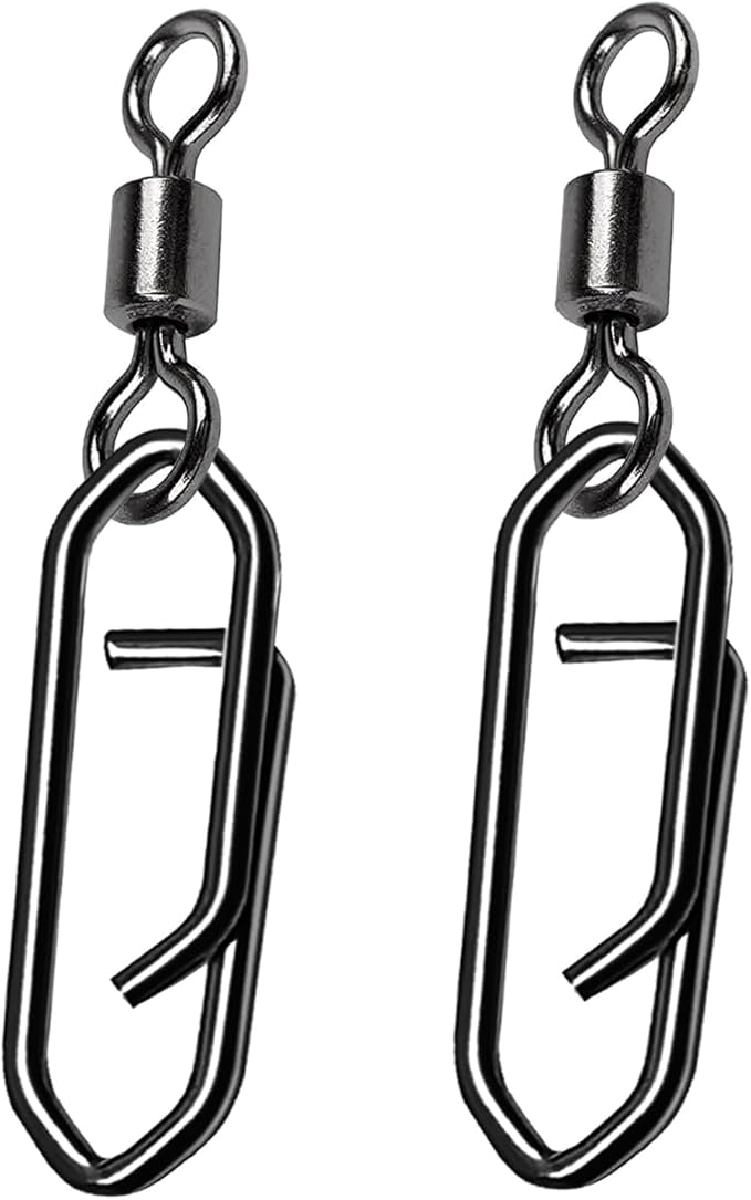 Atibin High Strength Fishing Clips Swivel Freshwater Saltwater Fishing Snaps Connector Rolling Barrel Swivels Fishing Clip Speed Change Black Nickel