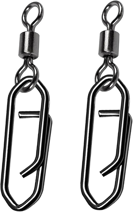 Atibin High Strength Fishing Clips Swivel Freshwater Saltwater Fishing Snaps Connector Rolling Barrel Swivels Fishing Clip Speed Change Black Nickel