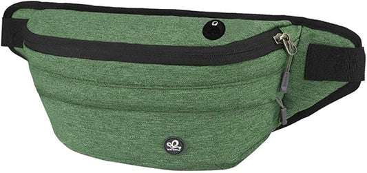 WATERFLY Running Belt Fanny Pack: Runner Marathon Jogging Waist Pack Sport Workout Exercise Fitness Phone Holder Belt for Men Women Jogger Slim Waistband Black