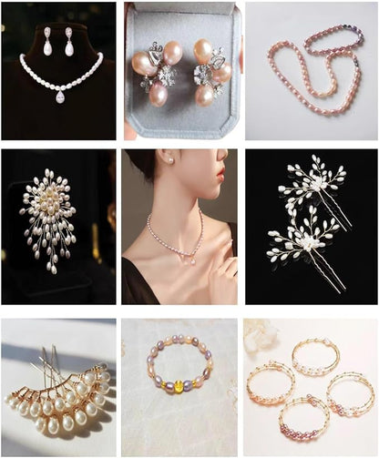 50 Pcs Natural Pearl Beads for Jewelry Making AAA 8-9 mm No Holes Natural Genuine Real Freshwater Cultured Pearl Oval Pearls Beads Loose Gemstone Bead Crafts Gift for Women,DIY Gifts.