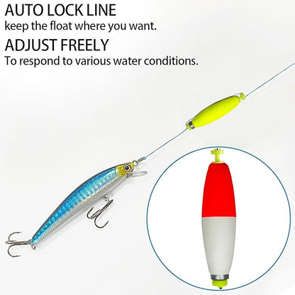 Fishing Bobbers Floats Set Weighted Fishing Bobbers for Fishing, Foam Snap on Float Weighted Bobbers Push Button Spring Fishing Floats Fishing Bobbers Assortment for Catfish